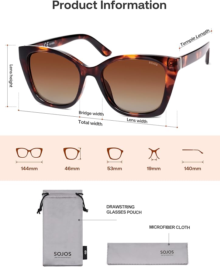 SOJOS Vintage Oversized Cateye Sunglasses Womens UV400 Large Designer Shades Lentes De Sol Para Mujer SJ2634