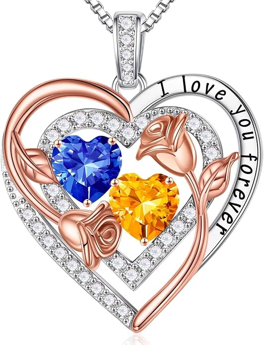 Iefil Mothers Day Gifts for Wife - Sterling Silver Birthstone Necklace Birthday Gifts for Her Wife