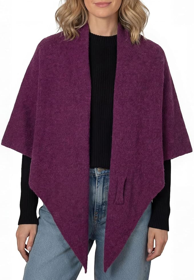 RIIQIICHY Shawl Wrap Women Pashmina Triangle Cape Knit Sweater Scarf for Fall Winter Fashion Accessory