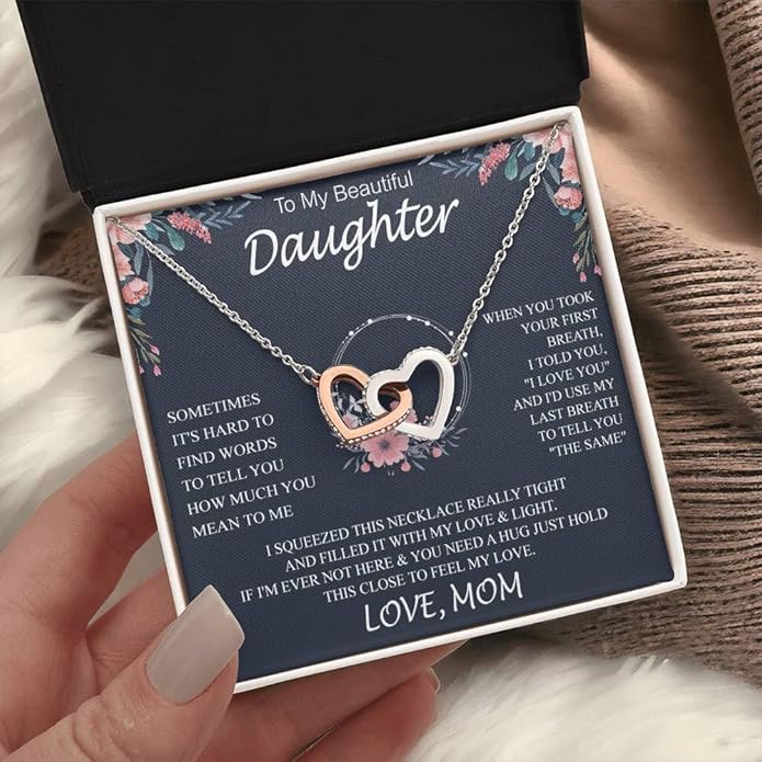 VIRAGIL To My Daughter Gift Necklace From Dad or Mom - Badass Daughter Jewelry With Heartfelt Message & Elegant Box
