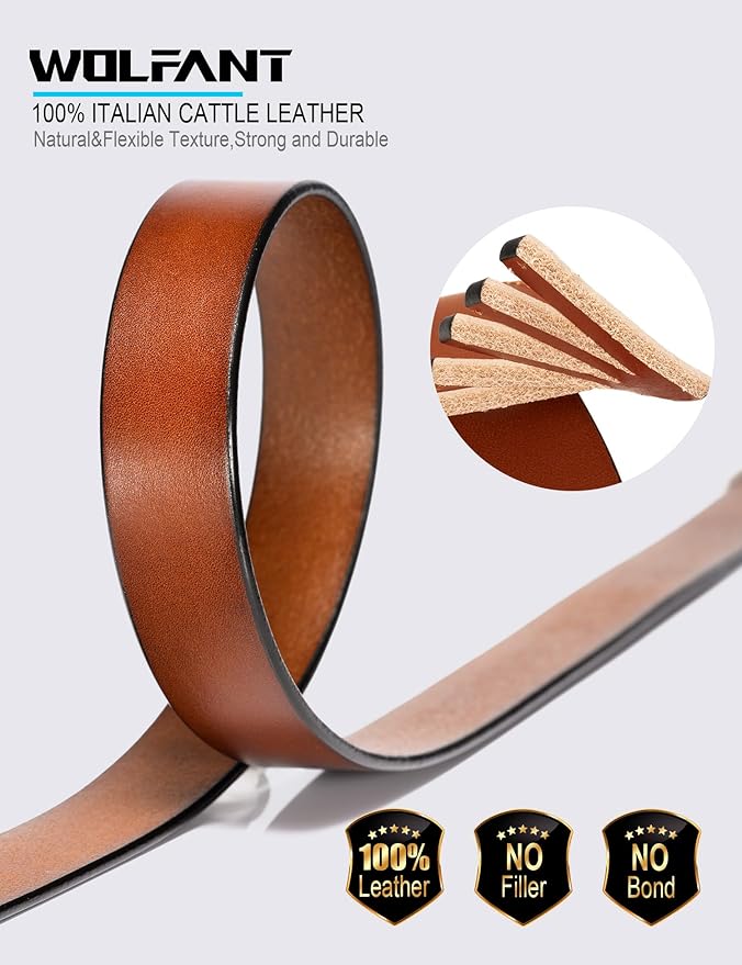 WOLFANT Womens Belts for Jeans in Gift Box,1.1" Ladies Belt with Gold Buckle,100% Italian Full Grain Real Solid Leather