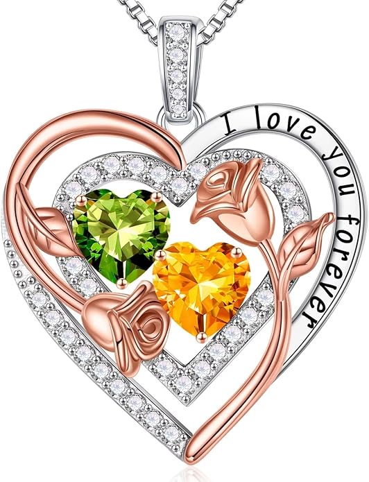 Iefil Mothers Day Gifts for Wife - Sterling Silver Birthstone Necklace Birthday Gifts for Her Wife