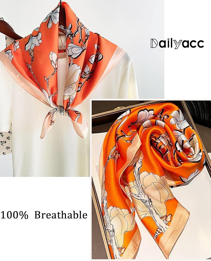 Dailyacc Hair Bandanas Scarf For Women Lightweight Fashion Neck Silk Satin Head Scarves For Sleeping Handbags Scarf