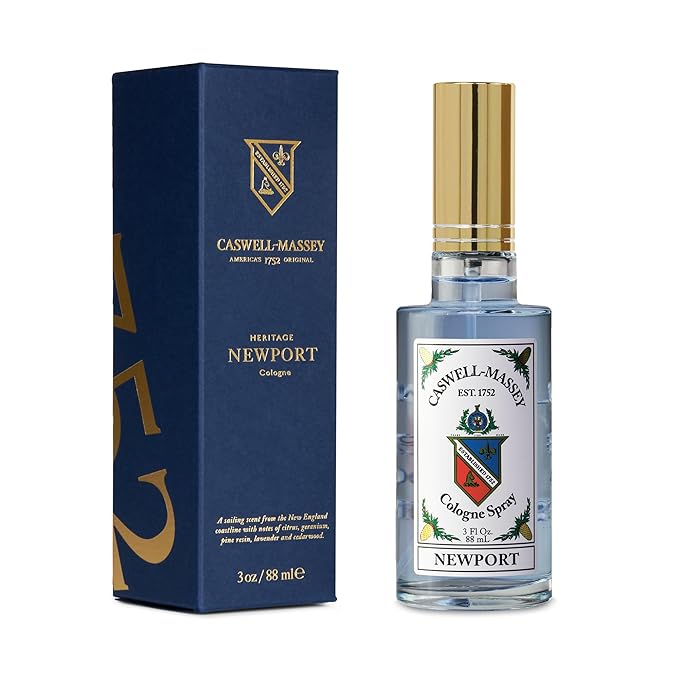 Caswell-Massey Newport Cologne Spray, Scents of Sandalwood, Cedar & Citrus, Fragrance For Men, Made In The USA, 3 Oz