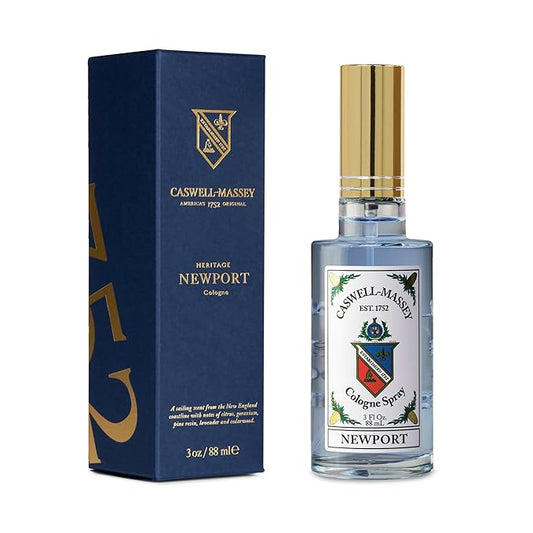 Caswell-Massey Newport Cologne Spray, Scents of Sandalwood, Cedar & Citrus, Fragrance For Men, Made In The USA, 3 Oz
