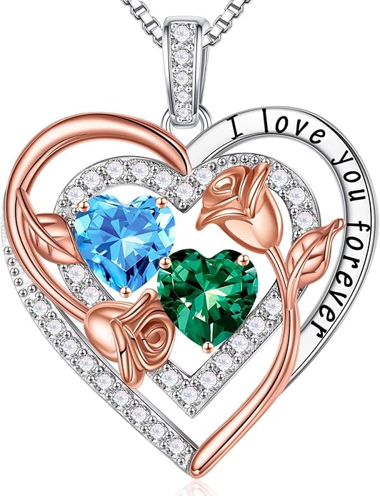 Iefil Mothers Day Gifts for Wife - Sterling Silver Birthstone Necklace Birthday Gifts for Her Wife