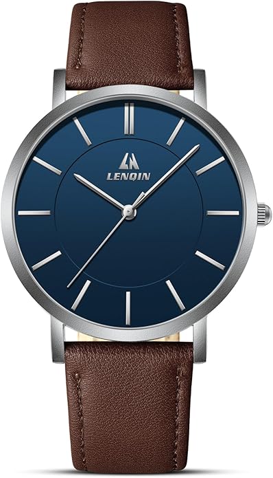LN LENQIN Mens Watches Watches for Men Analog Quartz Watch 30M Waterproof Men's Wrist Watch Minimalist Fashion Business Mens Dress Designer Watch with Leather Band