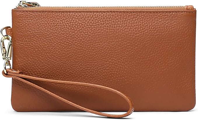 GOIACII Women's Wristlet Clutch Slim Leather Wallet RFID Blocking Handbag