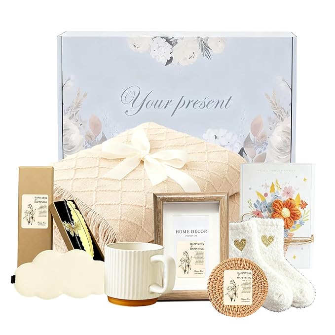 Birthday Gifts for Women,Care Package Gift Box for Women,Get Well Soon Gift Baskets for Her,Sister,Best Friend,Mom,Wife,Thoughtful Self Care Gifts with Blanket,Coffee Mug,Photo Frame
