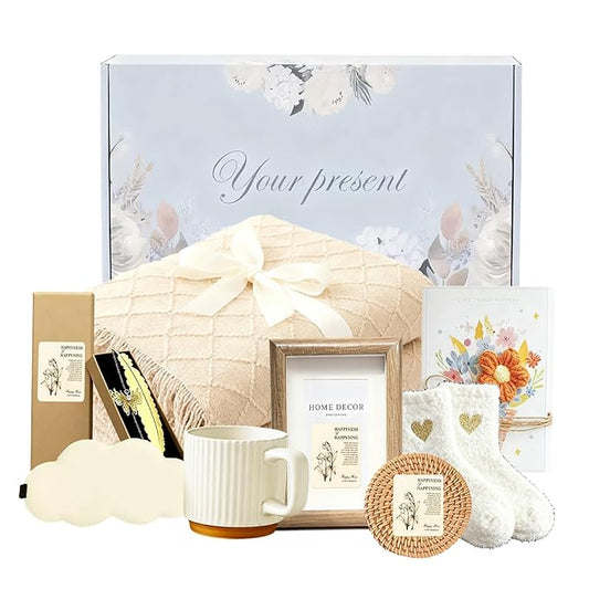 Birthday Gifts for Women,Care Package Gift Box for Women,Get Well Soon Gift Baskets for Her,Sister,Best Friend,Mom,Wife,Thoughtful Self Care Gifts with Blanket,Coffee Mug,Photo Frame