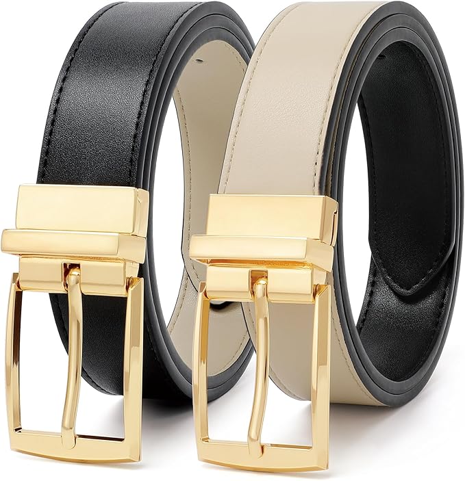 VONMELLI Reversible Belt for Women Leather Belts for Jeans Pants Fashion Ladies Dress Belt Trim to Fit