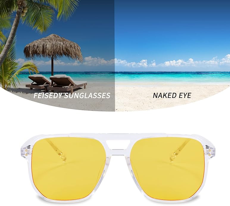 FEISEDY Retro Square Aviator Sunglasses Women Men 70s Vintage Trendy Plastic Frame Sun Glasses B2835