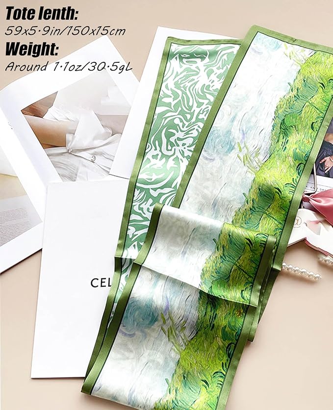 Head Scarf Hair Neck Scarves For Women Purse Bag Scarfs For Handbags Silky Long Thin Satin Headscarf Fashion