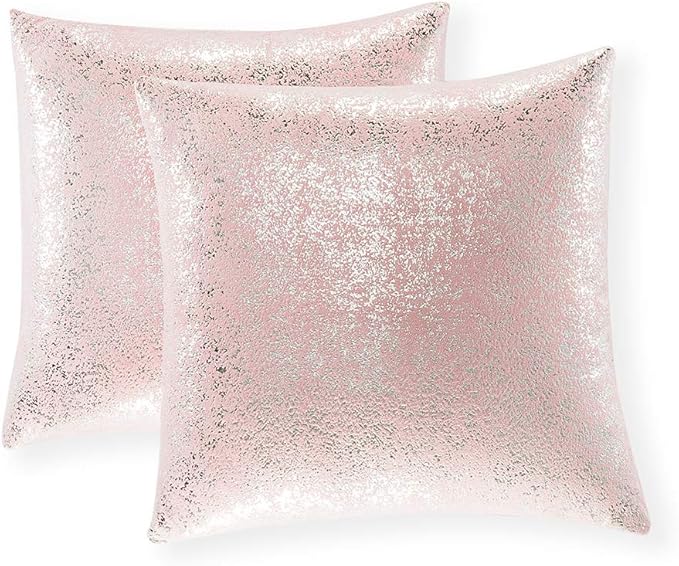 Xinrjojo Pack of 2, Throw Pillow Covers Cases for Couch Sofa Home Decor,Vintage Shining & Starry 18X18 Inches(Silver- Light Pink)