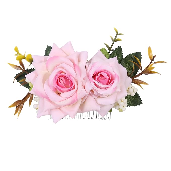 Flower Hair Clip for Women - Elegant Hair Accessory for Wedding, Party & Daily Wear (Peach)