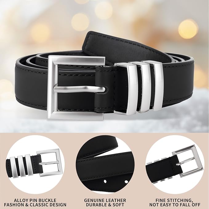 TINIDI Women Genuine Leather Belt for Jeans Pants Dress Fashion Ladies Waist Belt with Gold Buckle