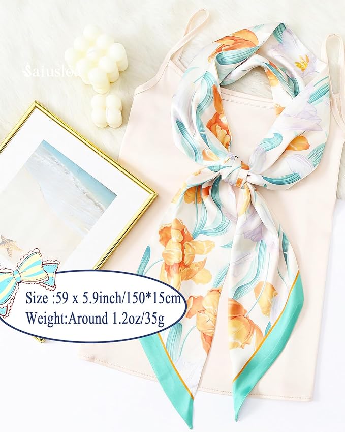Purse Scarf For Handbags Head Scarves For Women's Hair Bags Scarfs Long Skinny Scarves Fashion Silky
