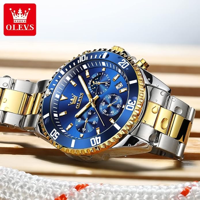 OLEVS Mens Watches Big Face Stainless Steel Waterproof Date Analog Quartz Watches Fashion BusinessWrist Watches for Men…