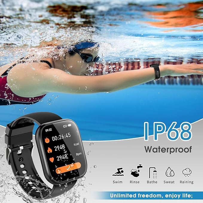 Smart Watch for Men Women, 1.85" TFT-Touch Screen Smartwatch with Call Function, 112 Sport Modes, Fitness Tracker with 24/7 Heart Rate/Sleep Monitor, IP68 Waterproof, Fitness Watch for Android/iOS