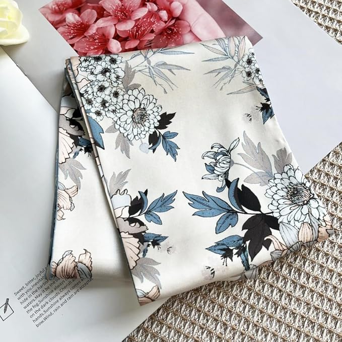 Silk Head Scarf for Hair Fashion Headwrap for Women Lightweight Neck Tie