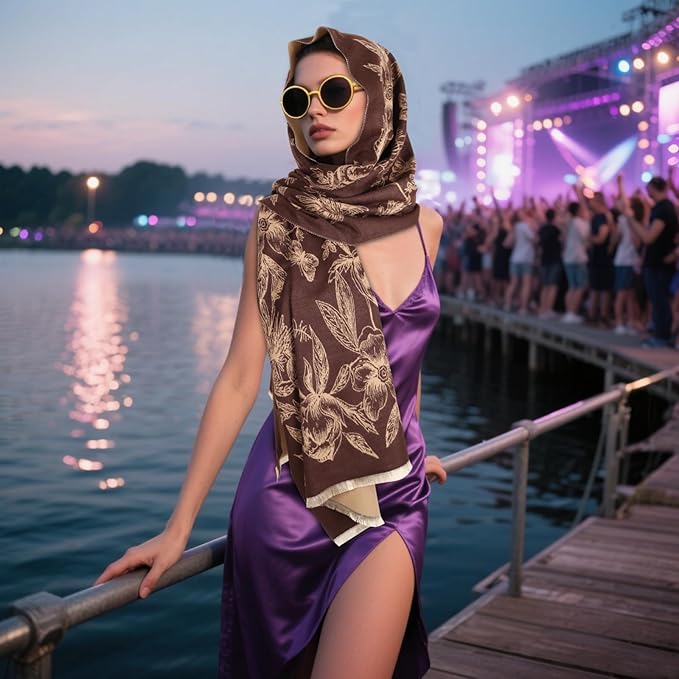 EXTREE Scarfs for Women Pashmina Silky Shawl Wrap for Evening Dressing Blanket Open Front Poncho Cape