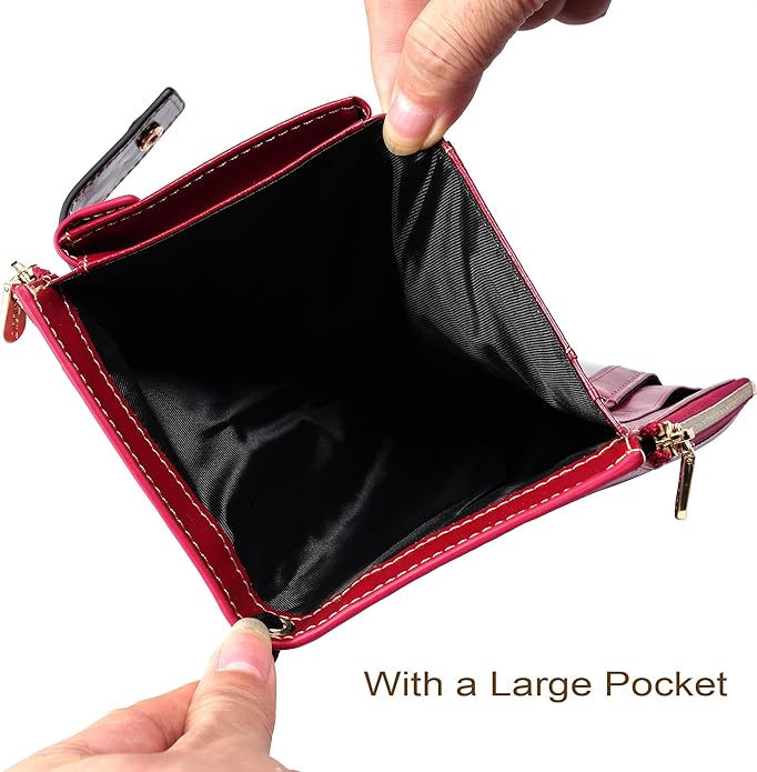 ANDOILT Wallet Women RFID Blocking Genuine Leather Bifold Multi Card Organizer Wristlet Purse Cell Phone Handbag