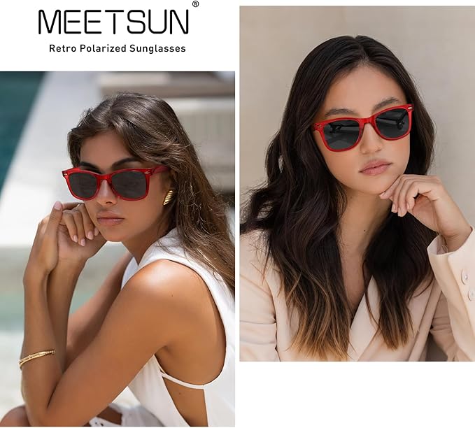 MEETSUN Polarized Sunglasses for Women Men Classic Retro Square Frame Driving Sun Glasses UV Protection