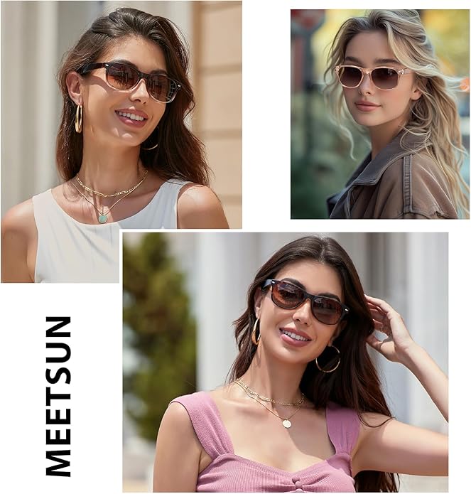 MEETSUN Classic Polarized Sunglasses for Women Men Trendy Retro Sun Glasses for Driving UV Protection (3 Pack)