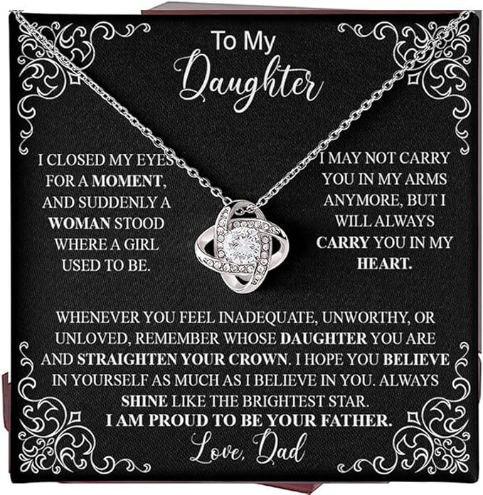 VIRAGIL To My Daughter Gift Necklace From Dad or Mom - Badass Daughter Jewelry With Heartfelt Message & Elegant Box