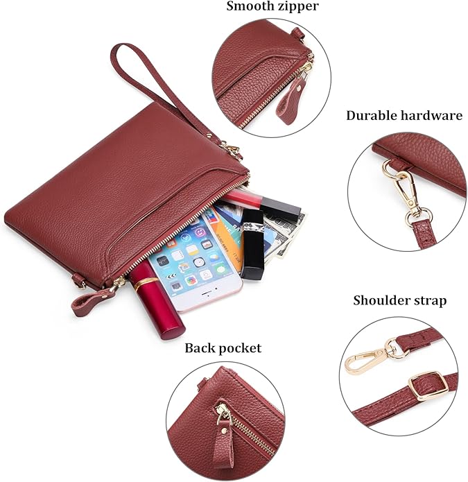 SENDEFN Leather Wristlet Clutch Small Women Crossbody Shoulder Bag Wallet Purses RIFD Card Slots