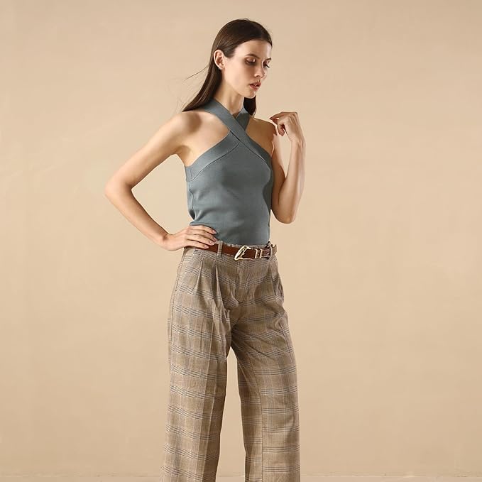 Women's Brown Belt Trend Belt with Gold Buckle Fashion Leather Waist Belt for Jeans Pants