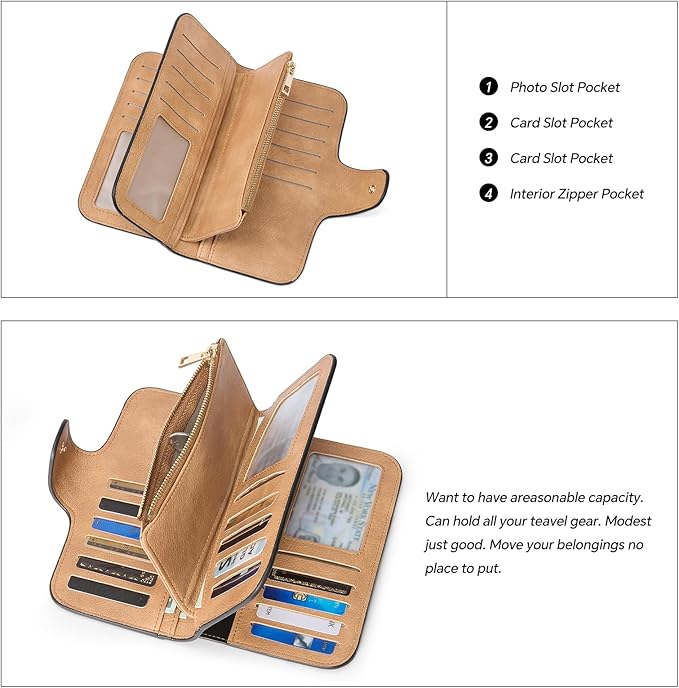 CLUCI Wallet For Women PU Leather RFID Blocking Womens Wallet Bifold Card Holder with ID Window Gifts for Women Birthday | RFID Blocking, Designer, Trifold, Card Holder, ID Window