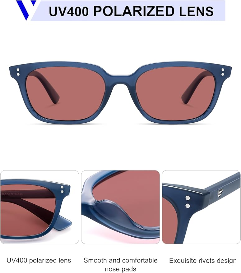 VANLINKER Polarized Trendy Small Slim Skinny Square Cat Eye Sunglasses for Women Men Retro Shades VL9862