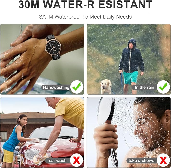 CHEETAH Minimalist Waterproof Quartz Watches for Men with Leather Strap, Auto Date