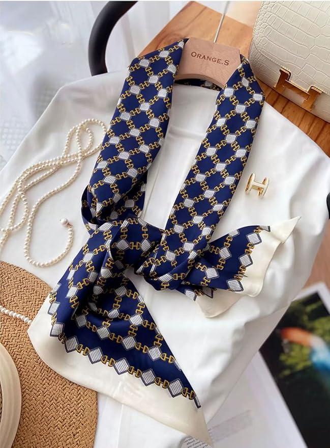 100% Mulberry Silk Ribbon Scarf for Hair Beach Head Wraps for Women Handbag accessories Necktie