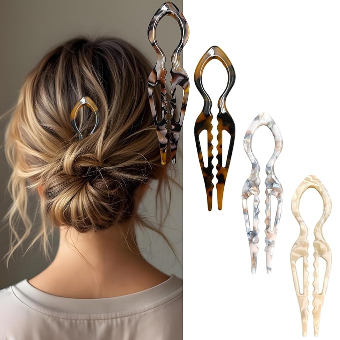 4Pcs Hair Pins for Women - French U Shaped Hair Pins - Elegant Women Hairs Accessories - French Hair Pin for Thick Hair