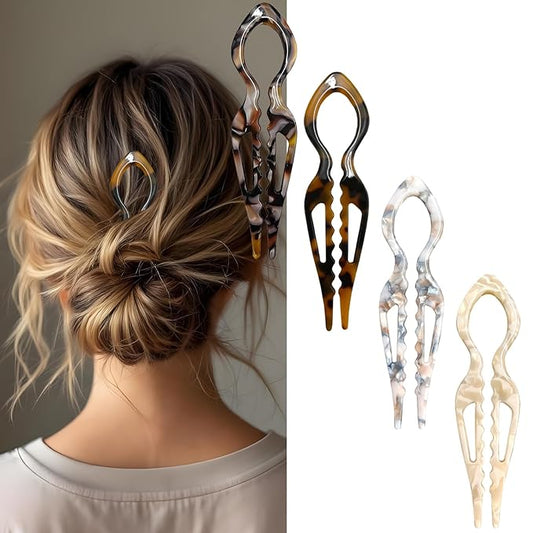 4Pcs Hair Pins for Women - French U Shaped Hair Pins - Elegant Women Hairs Accessories - French Hair Pin for Thick Hair