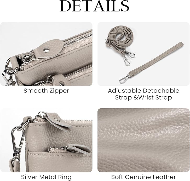 befen Genuine Leather Wristlet Clutch Wallet Purses with RFID Blocking, Small Crossbody Bags Shoulder Handbag for Women
