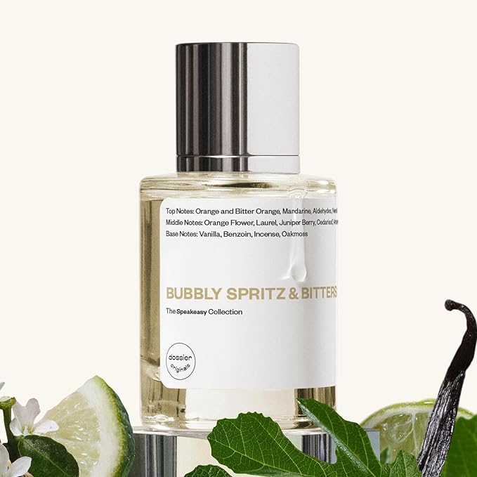 Dossier Bubbly Spritz & Bitters Eau de Parfum for All - 50ml / 1.7oz - Sparkling Citrus Aromatic Fragrance with Grapefruit, Neroli & Vetiver - Vegan, Clean, Genderless Perfume