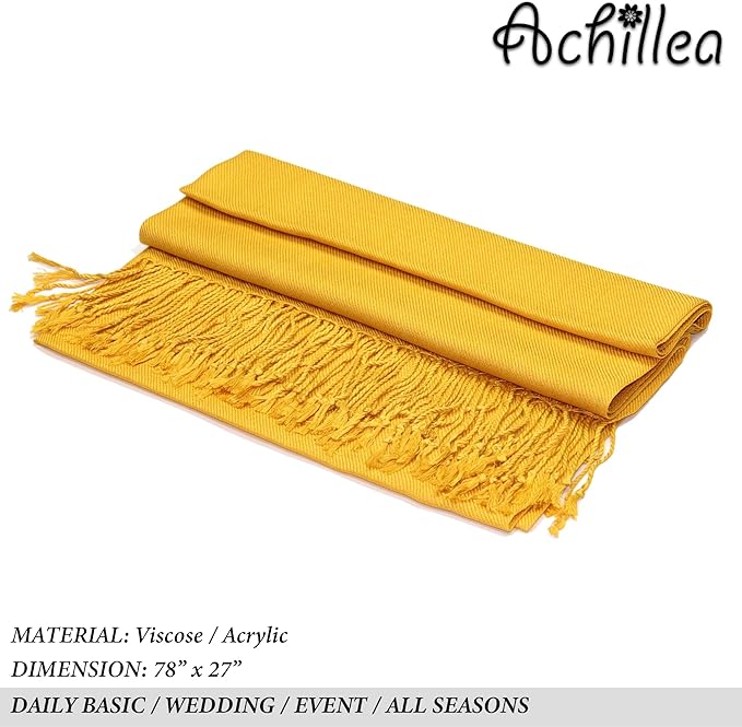 Achillea Soft Silky Pashmina Scarf for Women – Shawl Wrap for Evening Dresses, Bridesmaids, Weddings & Everyday Wear