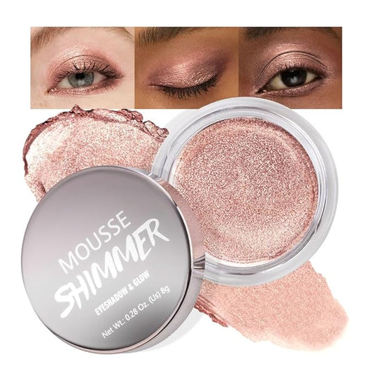 Champagne Glow Cream Shimmer Eyeshadow –Champagne Beige Pearl Eye Shadow, Brightening Glitter Shade, Waterproof Long-Lasting Crease-Proof Single Eyeshadow for Natural Everyday & Soft Glam Eye Makeup 8