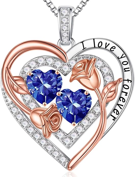 Iefil Mothers Day Gifts for Wife - Sterling Silver Birthstone Necklace Birthday Gifts for Her Wife