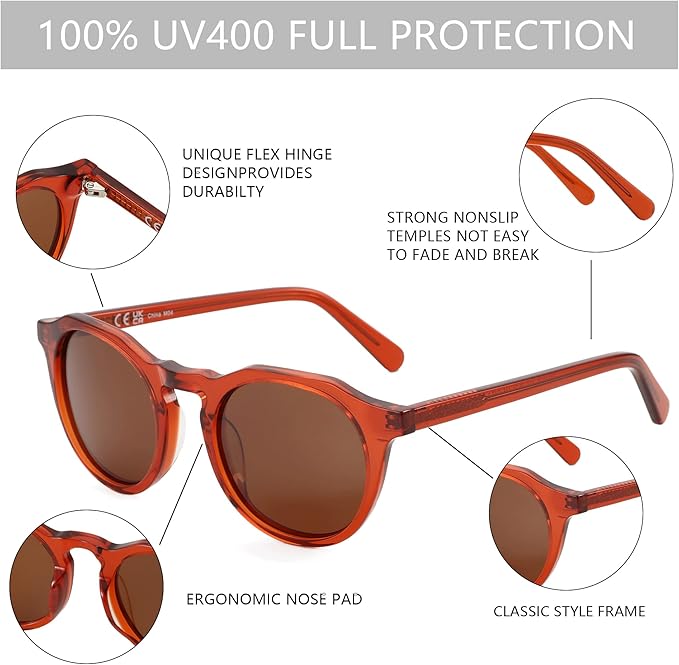 ZENOTTIC Vintage Round Polarized Sunglasses for Men Women UV400 Protection
