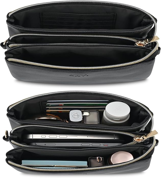 Wristlet Purses for Women, Vegan Leather Crossbody Evening Zip Clutch Bag with Strap | Vegan Leather, Evening, Zip, with Strap