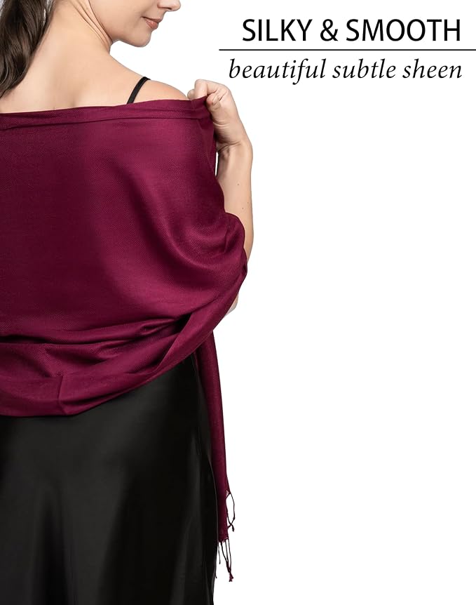 Achillea Soft Silky Pashmina Scarf for Women – Shawl Wrap for Evening Dresses, Bridesmaids, Weddings & Everyday Wear