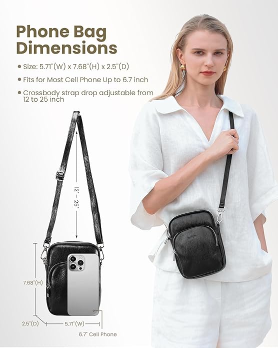 befen Small Genuine Leather Crossbody Bag for Women Trendy Crossbody Purses with RFID Blocking Card Slots
