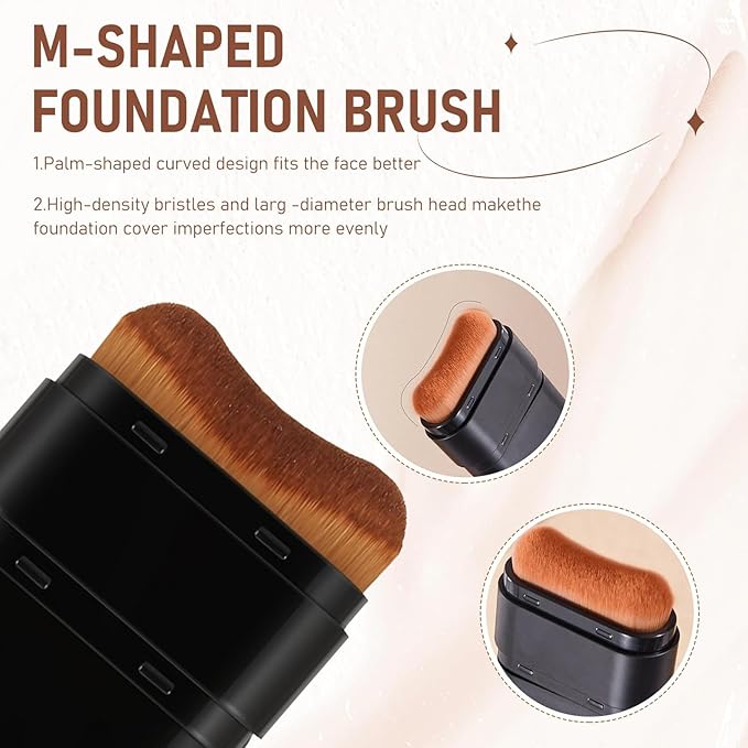 Concealer Foundation Stick, 2-in-1 Long-Lasting Foundation and Concealer with Brush, Creamy Full Coverage for Dark Circles & Blemishes, Hydrating Olive & Camellia, 2.09 Oz (04#)