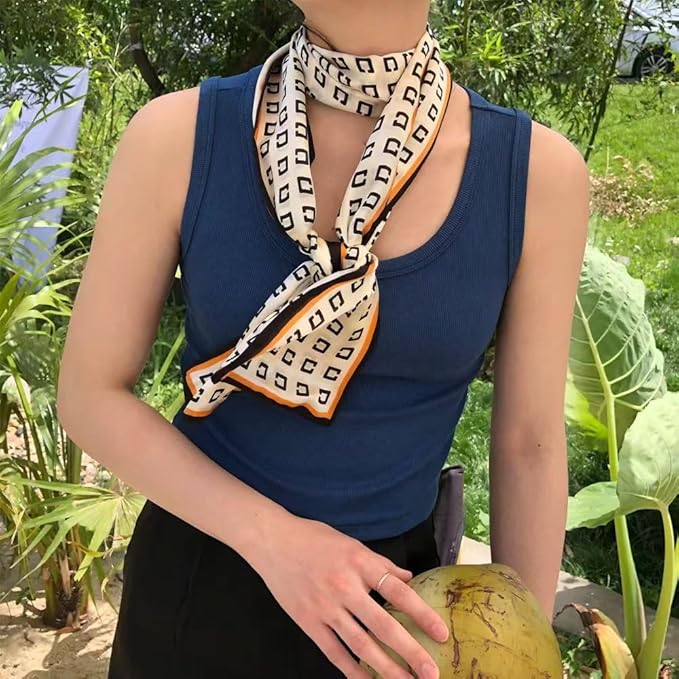 100% Mulberry Silk Ribbon Scarf for Hair Beach Head Wraps for Women Handbag accessories Necktie