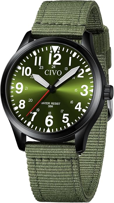 CIVO Analog Wrist Watches for Men: Waterproof Stainless Steel Mens Watches - Silver Watch with Easy Read Dial Men's Watch for Gift
