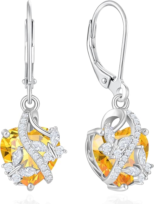 Butterfly Earrings for Women 925 Sterling Silver Heart Earring Birthstone Jewelry